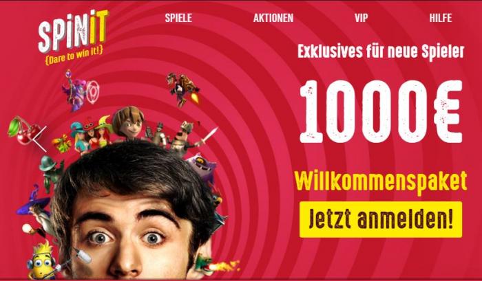 Spinit 1000€ Willkommenspaket für neue Spieler!