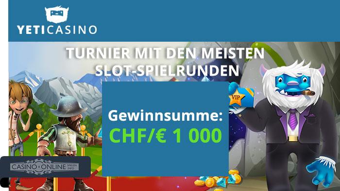 Yeti Casino Turnier Slot 1000€